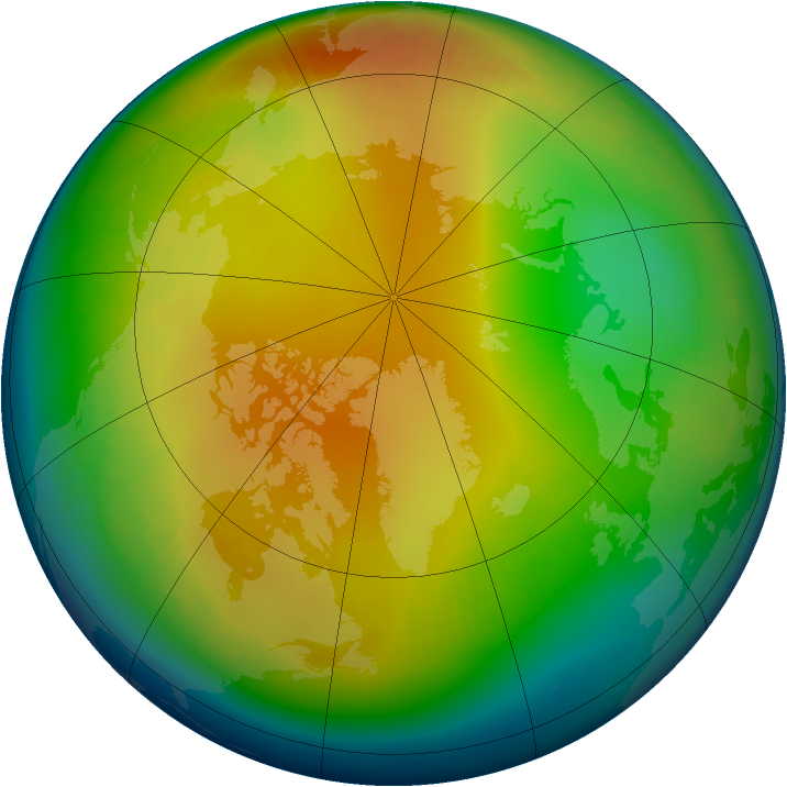 Arctic ozone map for January 2004